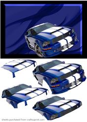 Blue Stripe Sport's Car Decoupage