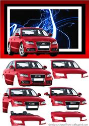 Red Audi Sport on Lightning Background