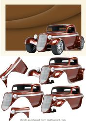 Hot Rod on Brown Abstract Background Decoupage