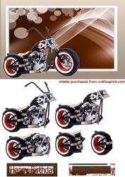 Hot Rod Bike on Brown Abstract Background Decoupage