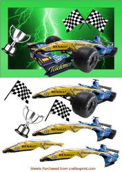 Formula 1 Car on Green Lightning Background Decoupage