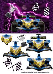 Blue and Yellow Formula 1 Decoupage