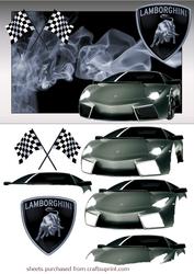 Lamborghini on Smoke Background Decoupage
