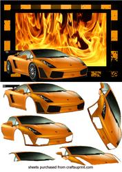Lamborghini on Fire Background Decoupage