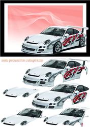 Sport White Porsche Decoupage