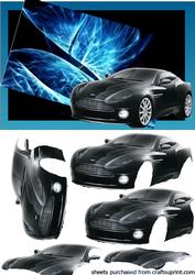 Aston Martin Vanquish on Blue Abstract Decoupage