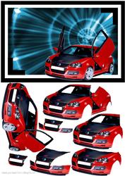 Vw Golf Sports Car with Decoupage