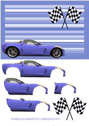 Sport Car on Abstract Background Decoupage