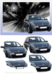 Silver Renault Clio Decoupage