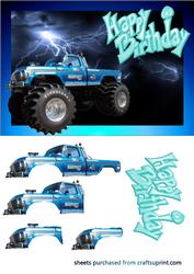 Blue Monster Truck Decoupage