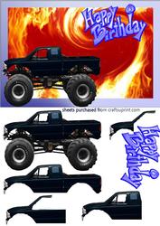 Monster Truck on Wild Flame Background
