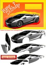 Sport Car on Orange Abstract Decoupage