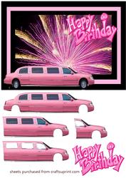 Pink Limo Birthday Decoupage