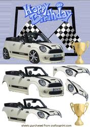 White Mini Cooper Decoupage