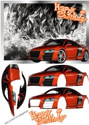 Metallic Orange Audi Decoupage