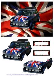 Sporty Mini Cooper on British Flag
