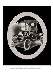 A4 Vintage Black and White Classic Car on Background