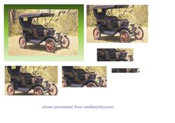 Old Classic Car Pyramid on Effective Metallic Boarder