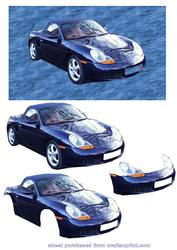 Metallic Blue Porsche Decoupage