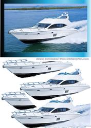 White Boat Decoupage on Effective Ocean Wave