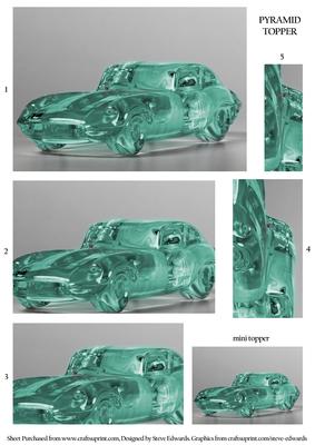 Pale Green Glass Jaguar Car Pyramid