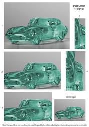 Pale Green Glass Jaguar Car Pyramid