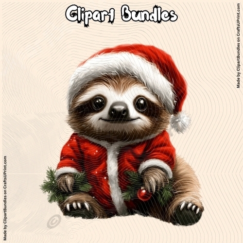 Cute Christmas Baby Sloth - (4096px x 4096px, .png, 300dpi)