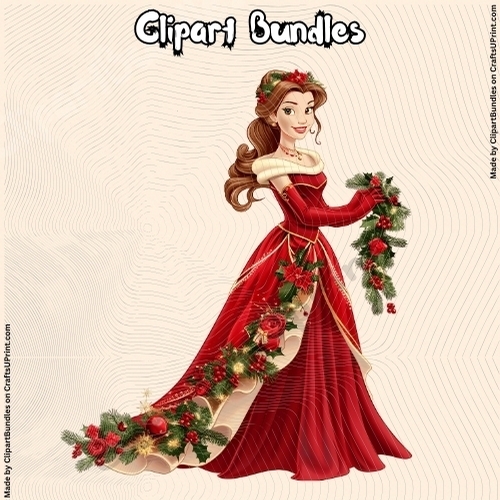 Beautiful Cartoon Style Christmas Princess (4096px x 4096px, .png, 300dpi)