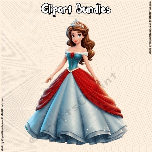 Beautiful Cartoon Style Christmas Princess (4096px x 4096px, .png, 300dpi)