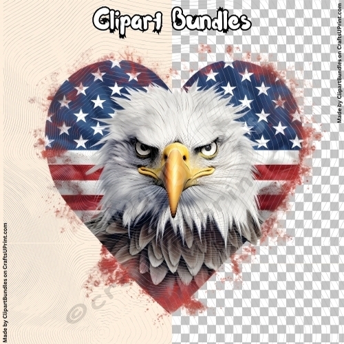 Patriotic Heart Shaped Eagle Clipart (4096px x 4096px, .png, 300dpi)