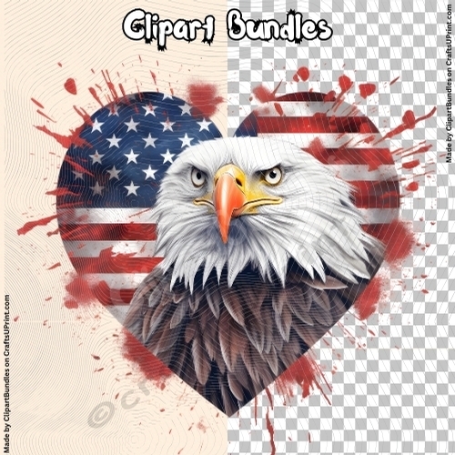 Patriotic Heart Shaped Eagle Clipart 02 (4096px x 4096px, .png, 300dpi)