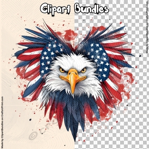 Patriotic Heart Shaped Eagle Clipart 04 (4096px x 4096px, .png, 300dpi)