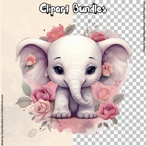 Cute Chibi Valentine Elephant (4096px x 4096px, .png, 300dpi)