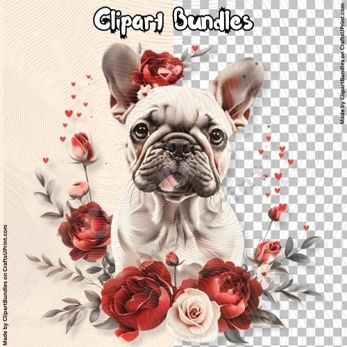 Cute Valentines/Romance Puppy Clipart (4096px x 4096px, 300dpi, .png file)