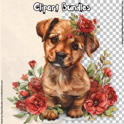 Cute Valentines/Romance Puppy Clipart (4096px x 4096px, 300dpi, .png file)