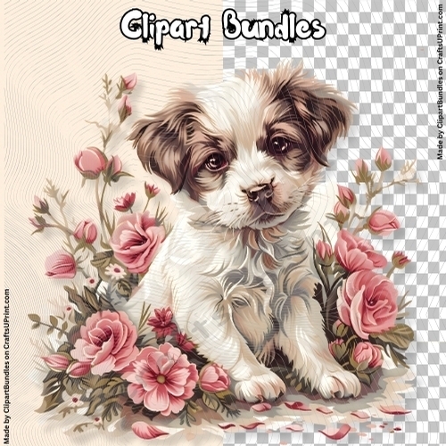 Cute Valentines/Romance Puppy Clipart (4096px x 4096px, 300dpi, .png file)