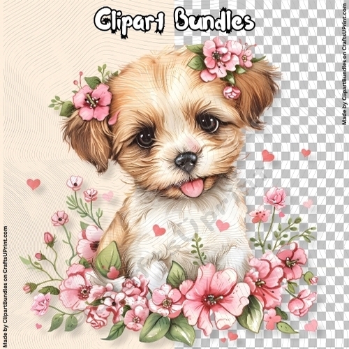 Cute Valentines/Romance Puppy Clipart (4096px x 4096px, 300dpi, .png file)