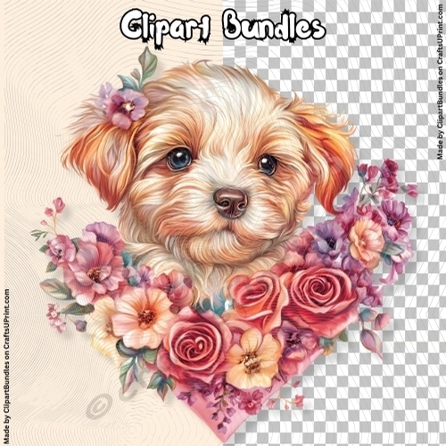 Cute Valentines/Romance Puppy Clipart (4096px x 4096px, 300dpi, .png file)