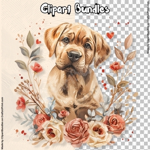 Cute Valentines/Romance Puppy Clipart (4096px x 4096px, 300dpi, .png file)