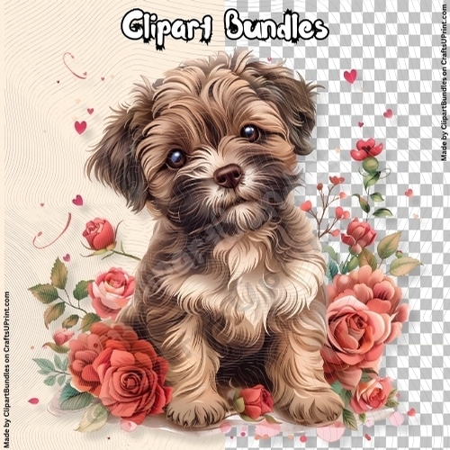 Cute Valentines/Romance Puppy Clipart (4096px x 4096px, 300dpi, .png file)