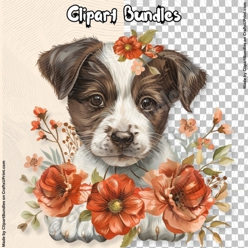 Cute Valentines/Romance Puppy Clipart (4096px x 4096px, 300dpi, .png file)