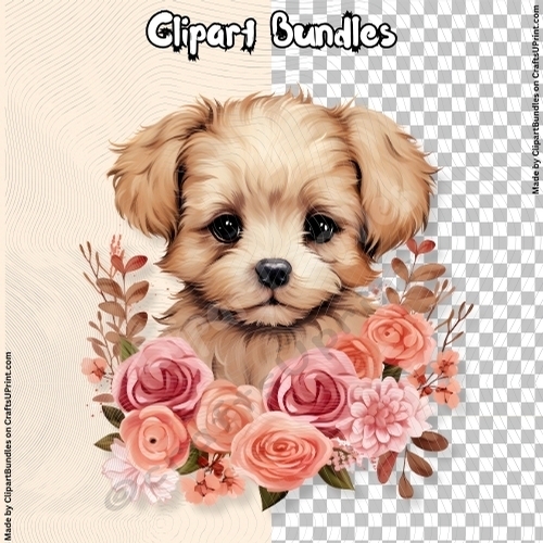 Cute Valentines/Romance Puppy Clipart (4096px x 4096px, 300dpi, .png file)