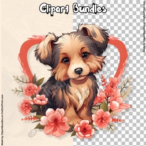 Cute Valentines/Romance Puppy Clipart (4096px x 4096px, 300dpi, .png file)