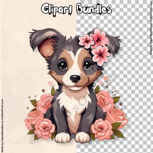 Cute Valentines/Romance Puppy Clipart (4096px x 4096px, 300dpi, .png file)
