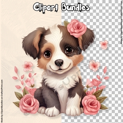 Cute Valentines/Romance Puppy Clipart (4096px x 4096px, 300dpi, .png file)