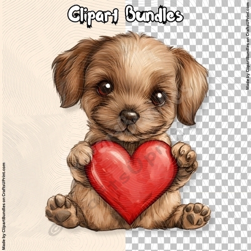 Cute Valentines/Romance Puppy Clipart (4096px x 4096px, 300dpi, .png file)