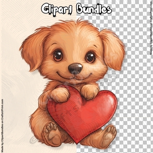Cute Valentines/Romance Puppy Clipart (4096px x 4096px, 300dpi, .png file)