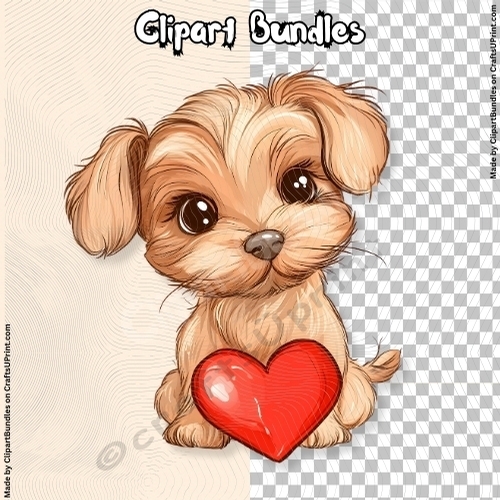 Cute Valentines/Romance Puppy Clipart (4096px x 4096px, 300dpi, .png file)