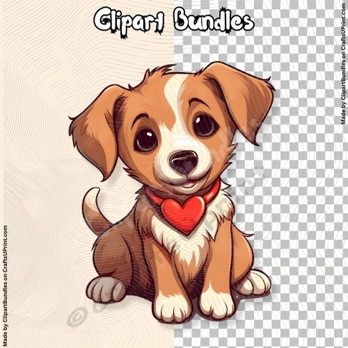 Cute Valentines/Romance Puppy Clipart (4096px x 4096px, 300dpi, .png file)