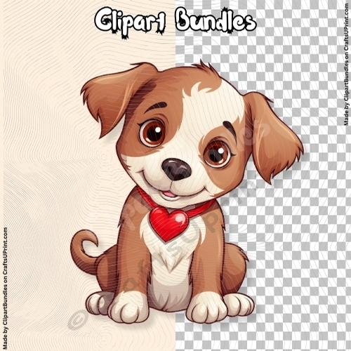 Cute Valentines/Romance Puppy Clipart (4096px x 4096px, 300dpi, .png file)